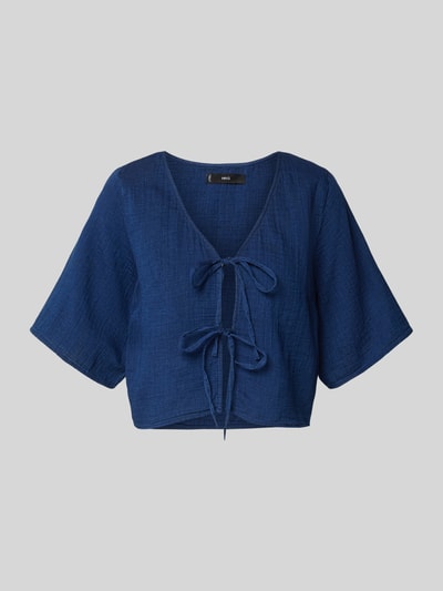Mango Cropped Hemdbluse mit Schnürverschluss Marine 2