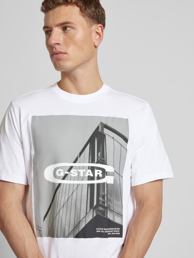 G-Star Raw T-Shirt mit Motiv- und Label-Print Modell 'oldskool' Weiss 3