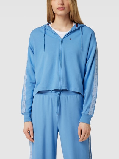 Tommy Hilfiger Sweatjack met labelstitching, model 'FULL ZIP HOODIE' Lichtblauw - 4