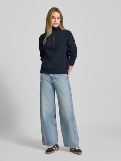 Jake*s Casual Strickpullover mit Troyer-Kragen Dunkelblau 1