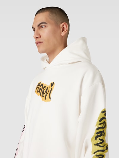 Marni Oversized Hoodie mit Label-Print Weiss 3