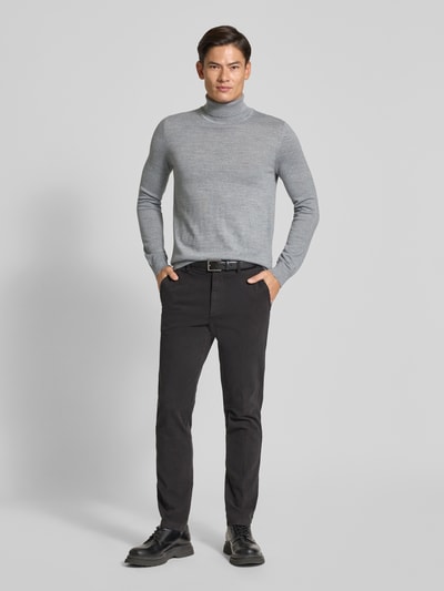 Christian Berg Men Pullover aus Merino-Mix mit Rollkragen Hellgrau Melange 1