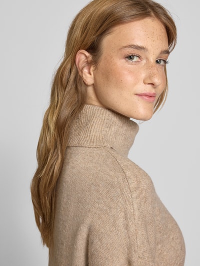 Pieces Oversized Strickkleid mit Wollanteil Modell 'MALOU' Taupe Melange 3