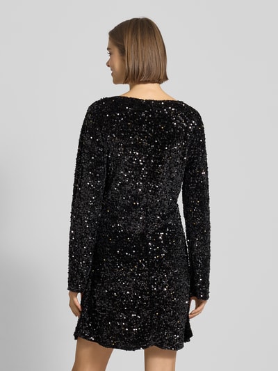 Pieces Sukienka mini cekinowa z aksamitu model ‘KAM’ Czarny 5