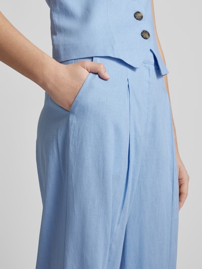 mbyM Wide leg linnen broek met bandplooien, model 'Cristiana' Lichtblauw - 3