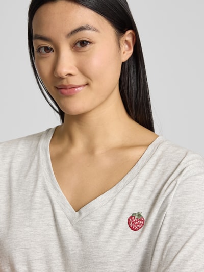 ICHI T-Shirt mit Motiv-Stitching Modell 'KENNEDY' Hellgrau 3