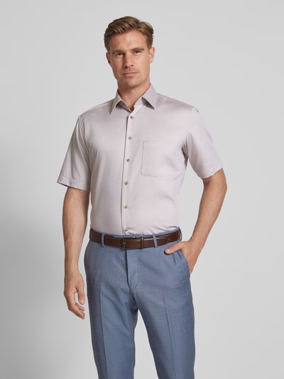 ETERNA Koszula o kroju modern fit z krótkim rękawem i listwą guzikową Piaskowy 4