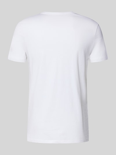 Snocks T-shirt met geribde ronde hals Wit - 3