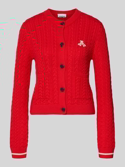 Armedangels Slim fit sweatjack van puur katoen, model 'JULIAANAS CABLE' Lichtrood - 2