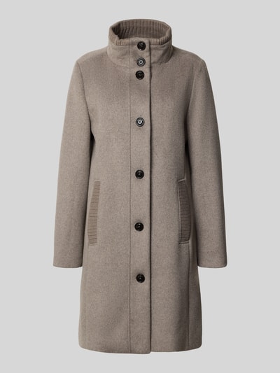 s.Oliver RED LABEL Slim fit lange jas met wol Taupe gemêleerd - 2