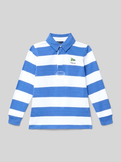 Produktfoto, Regular Fit Poloshirt aus reiner Baumwolle von Polo Ralph Lauren Kids, dwukolorowy, krój regular fit, wyhaftowane logo, kołnierzyk polo, długi rękaw z prążkowanym zakończeniem, dół z rozcięciami po bokach, 100% bawełna