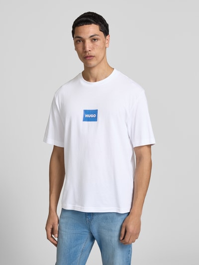 HUGO Blue T-shirt o kroju regular fit z czystej bawełny model 'NAYONIX' Biały 4