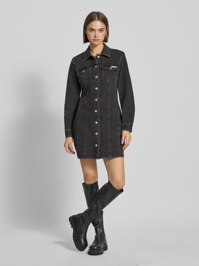 Calvin Klein Jeans Minikleid in Denim-Optik mit Logo-Patch Black 1