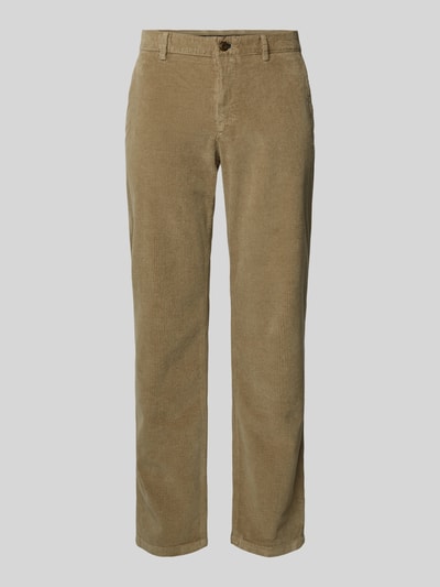 JOOP! Jeans Modern fit corduroy broek met riemlussen, model 'Matthew' Olijfgroen - 1