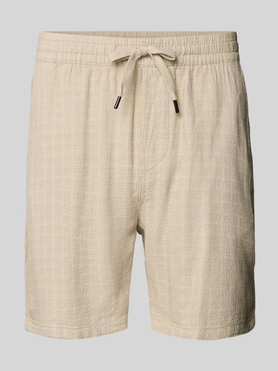Produktfoto, Regular Fit Shorts aus Viskose-Leinen-Mix Modell 'TEL LATHAM' von Only & Sons, Optik: Unifarben, Struktur, Tunnelzug, Flammgarn
