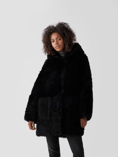 Meteo by Yves Salomon Lederjacke mit Fellbesatz  Schwarz 4