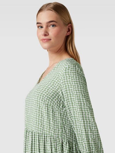 Montego Midi-jurk van viscose met all-over motief Grasgroen - 3