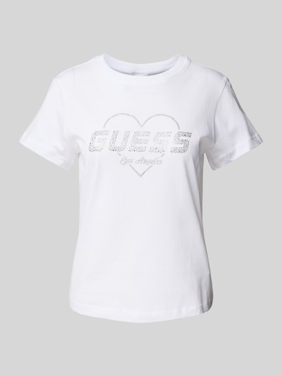 Guess Activewear T-Shirt mit Strasssteinbesatz Modell 'NARCISO' Weiss 2