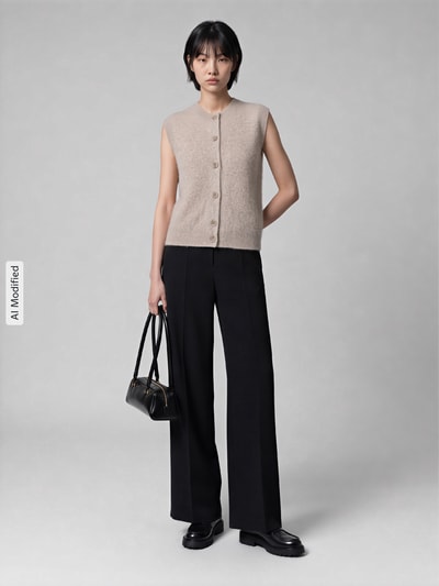 Jake*s Casual Regular Fit Weste aus reinem Kaschmir Taupe Melange 1