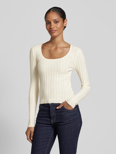 Vero Moda Slim Fit Strickpullover mit Viskose-Anteil Modell 'CECILIE' Offwhite 4