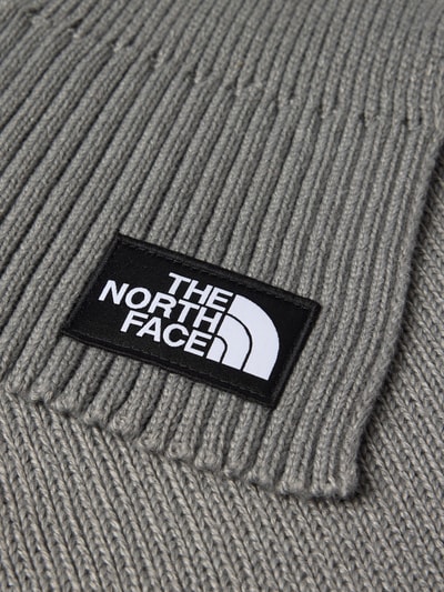 Productfoto, Schal in Strick-Optik mit Logo-Patch von The North Face in grijs met structuurpatroon, rechthoekige pasvorm, breedte maat 1: 23 cm