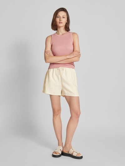 Tommy Hilfiger Flared linnen korte linnen broek met elastische band, model 'PULL ON' Zand - 1