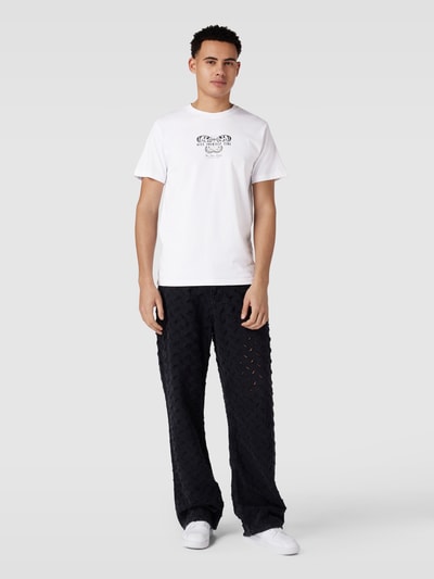 Mister Tee T-Shirt mit geripptem Rundhalsausschnitt Offwhite 1