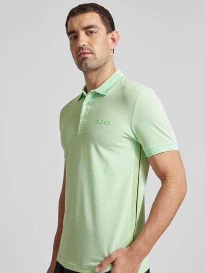 BOSS Green Poloshirt met labeldetail, model 'Paule' Lichtgroen - 3