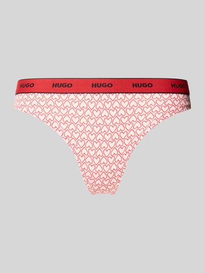 Produktfoto, String aus Baumwoll-Mix Modell 'THONG STRIPE PYP' von HUGO, Optik: Unifarben, Allover-Muster grafisch, Label-Schriftzug, Bundabschluss elastisch.