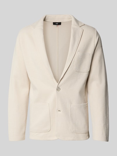 Produktfoto, Slim Fit Sakko mit Reverskragen Modell 'Lentini' van CINQUE in beige katoenmix met knoopsluiting en opgestikte zakken, heren