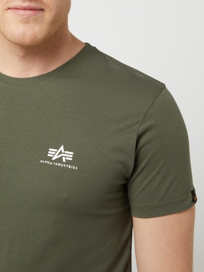 Alpha Industries T-shirt met logoprint, model 'Basic T' Olijfgroen - 3