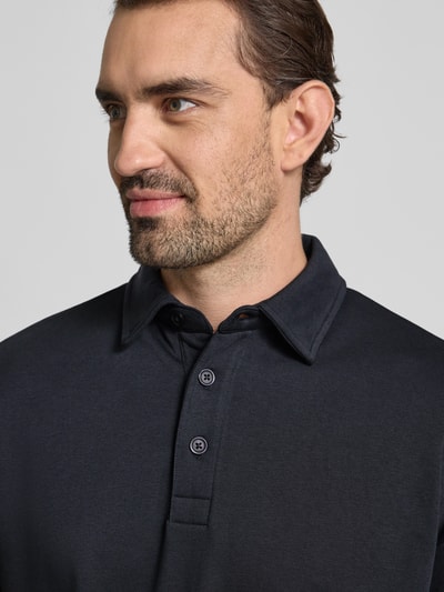 Lindbergh Oversized Poloshirt mit Polokragen und Label-Detail Dunkelblau 3