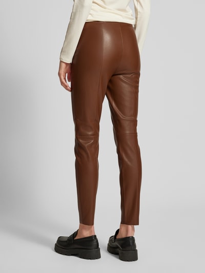 Oui Skinny fit broek in leerlook Lichtbruin - 5