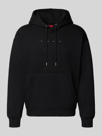 Produktfoto, Oversized Sweatshirt aus reiner Baumwolle Modell 'Devrohood' von HUGO in Schwarz mit Kapuze und Kängurutasche, Herren Sweatshirt von HUGO