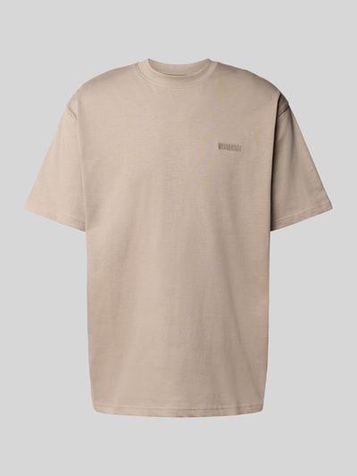 WOODBIRD T-shirt met labelstitching, model 'Baine' Lichtgrijs - 2