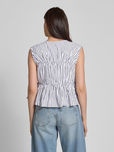 YAS Relaxed fit blousetop met vetersluiting, model 'EBBA' Offwhite - 5