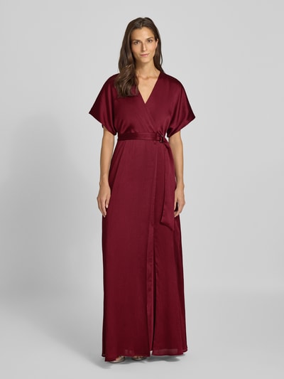 Christian Berg Cocktail Abendkleid mit Bindegürtel Bordeaux Melange 4