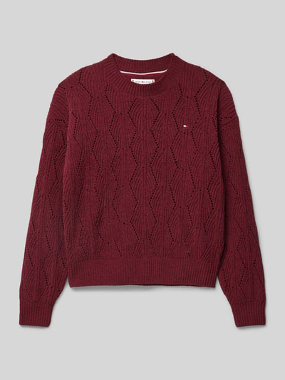 Tommy Hilfiger Teens Strickpullover mit Rundhalsausschnitt Modell 'CHENILLE' Bordeaux 1