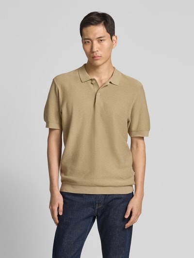 Casual Friday Relaxed Fit Poloshirt mit Strukturmuster Modell 'EDWARD' Hellbraun 4