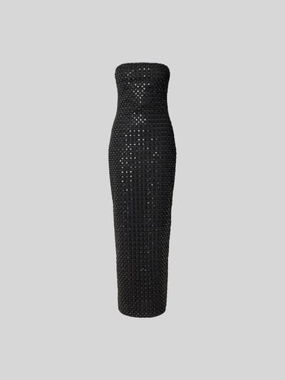 Produktfoto, Maxikleid mit Allover-Pailettenbesatz von ROTATE, schwarz, Slim Fit, Gehschlitz, Nahtreißverschluss, glänzende Textur