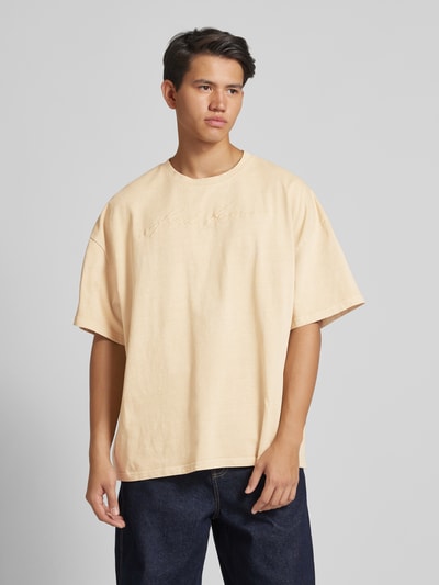 KARL KANI T-Shirt mit Label-Stitching Beige 4