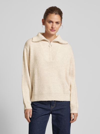 Only Regular fit gebreide pullover met ribboorden, model 'BAKER' Beige gemêleerd - 4