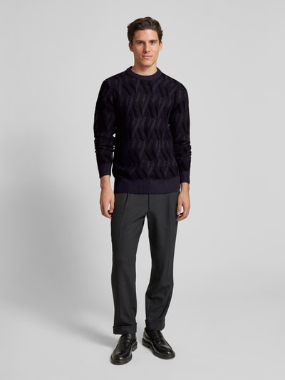 Casual Friday Strickpullover mit Strukturmuster Modell 'Karl' Marine 1