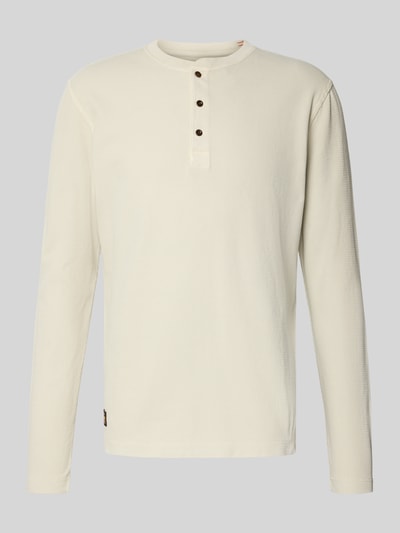 Superdry Longsleeve mit Strukturmuster und Knopfleiste Beige 2