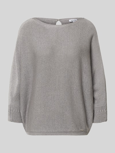 Produktfoto, Strickpullover mit 3/4-Arm von More & More in Grau, feine Strickstruktur, Rundhalsausschnitt, relaxte Form, glatte Textur