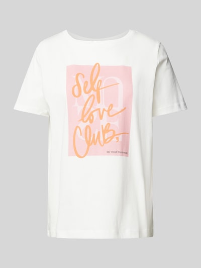 COMMA T-Shirt mit Statement-Print Weiss 2