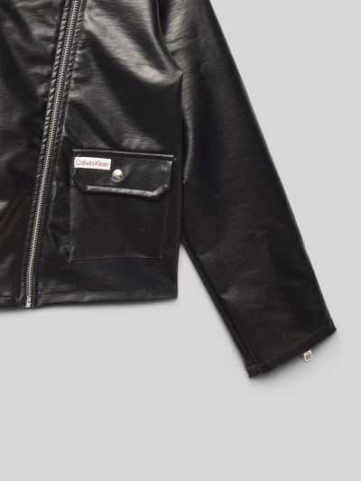 Calvin Klein Jeans Bikerjacke in Leder-Optik mit Pattentaschen Black 2