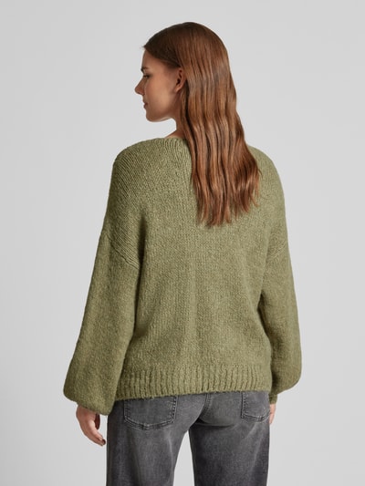 ZABAIONE Strickpullover mit gerippten Abschlüssen Khaki 5