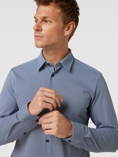 BOSS Slim Fit Freizeithemd mit Allover-Muster Modell 'Roan' Marine 3