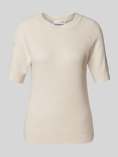 Selected Femme Strickshirt mit Rundhalsausschnitt Modell 'SLFELINNA' Offwhite 2